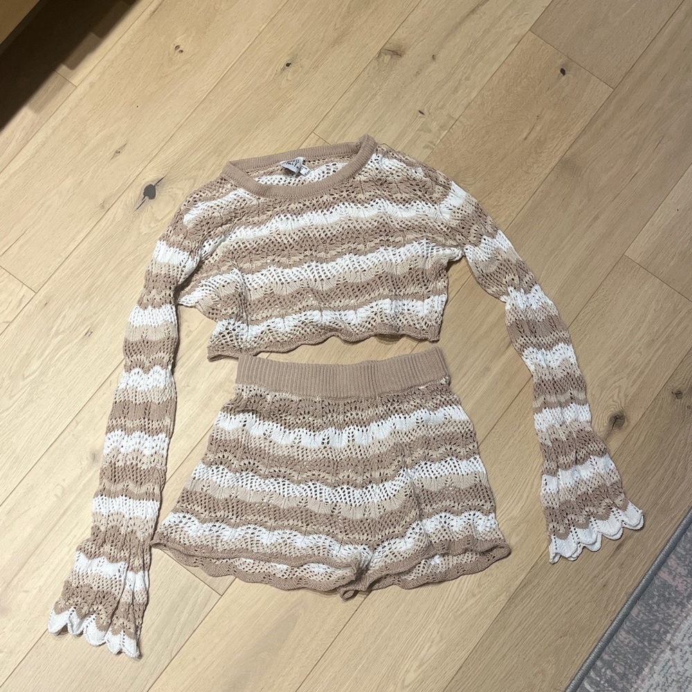 Princess Polly Beige and White Knit Sweater